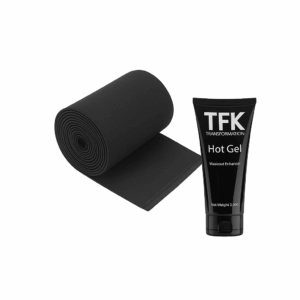 TFK Transformation wrap band and Hot Gel workout enhancer combo on a white background.